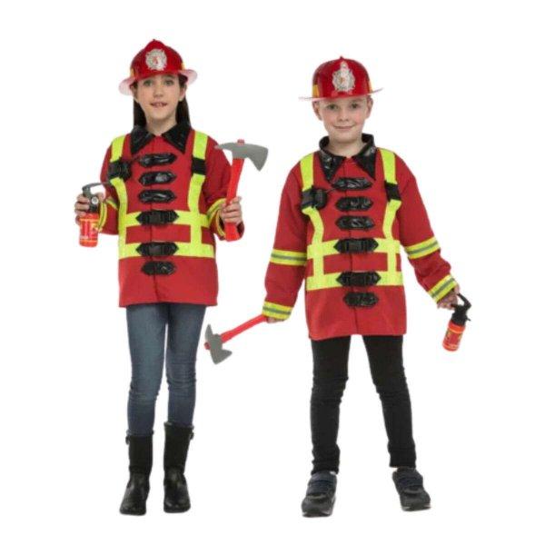 Tűzoltó jelmez kiegészítőkkel 5-7 éves gyerekeknek 116-128 cm