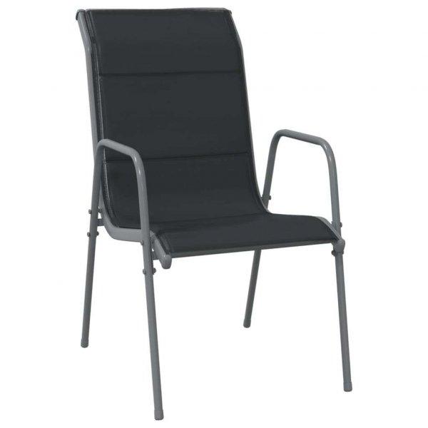 6 db fekete acél és textilén kerti szék