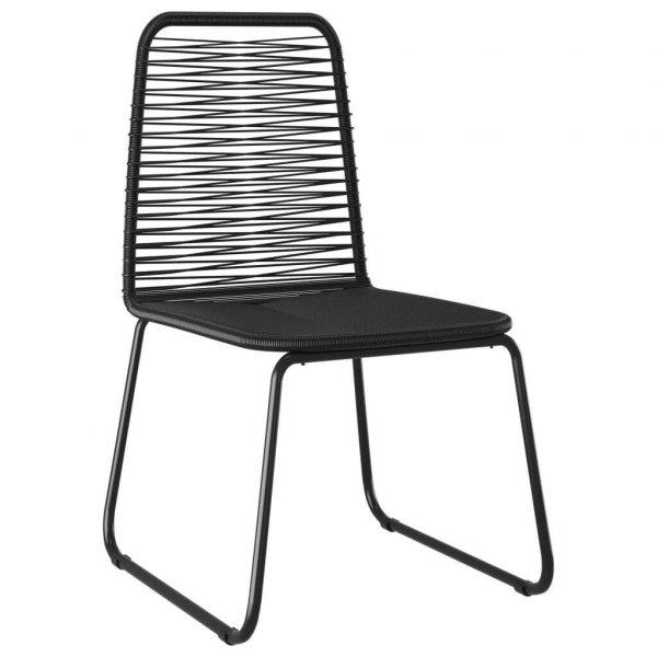 6 db fekete polyrattan kültéri szék