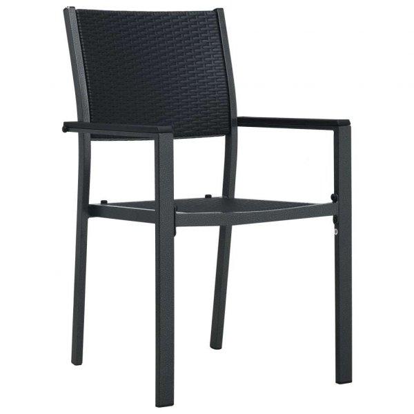 4 db fekete rattan hatású műanyag kerti szék