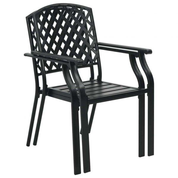 2 db fekete rakásolható acél kültéri szék