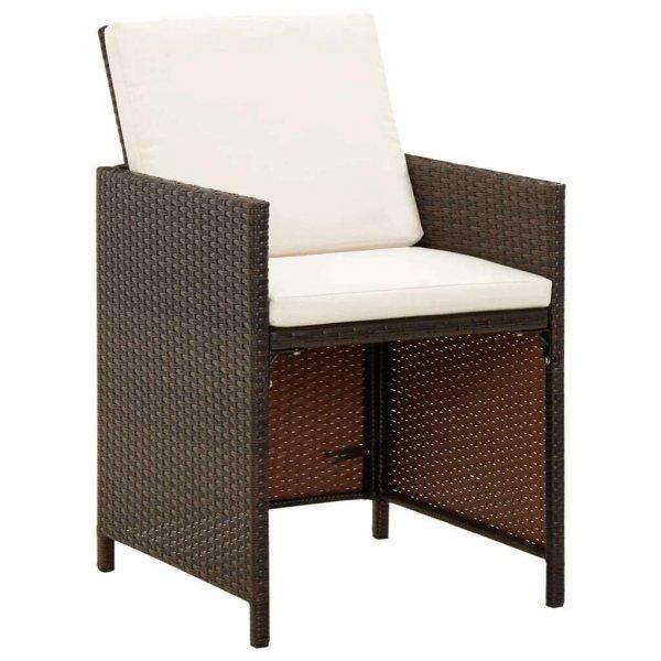4 db barna polyrattan kerti szék párnával