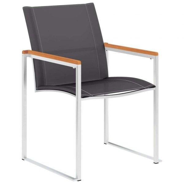 2 db szürke textilén és rozsdamentes acél kerti szék