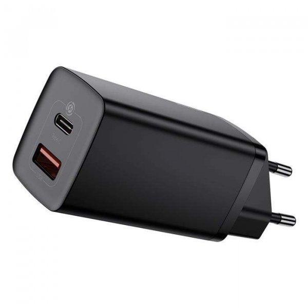 Baseus GaN2 Lite gyors fali töltő 65W USB / USB Type-c Quick Charge 3.0 Power
Delivery (gallium-nitrid) fekete (CCGAN2L-B01)