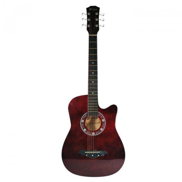 IdeallStore® klasszikus gitár, 95 cm, fa, Cutaway, bordó, állvánnyal