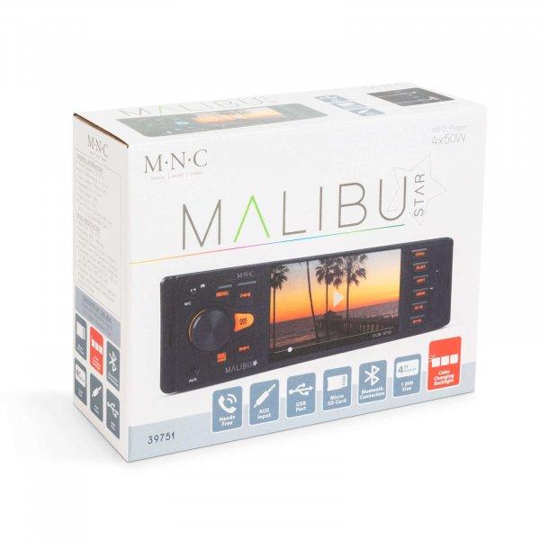 MNC Malibu Star 39751 autós multimédia lejátszó, autórádió 1DIN, 4 x 50
W, Bluetooth, MP3, AUX, SD, USB
