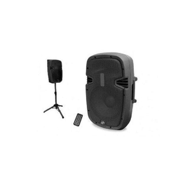 Hordozható kétutas akkus bluetooth hangfal kiváló hangzással, ajándék
vezeték nélküli mikrofonnal és állvánnyal, fekete - VAR-4553