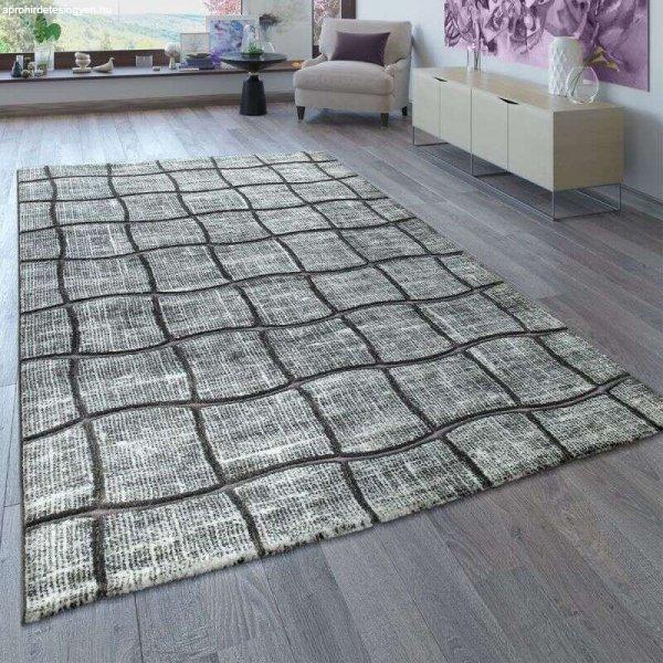 Kurzflor-szőnyeg Karo-minta szürke Anthracit, 160×220-as méretben