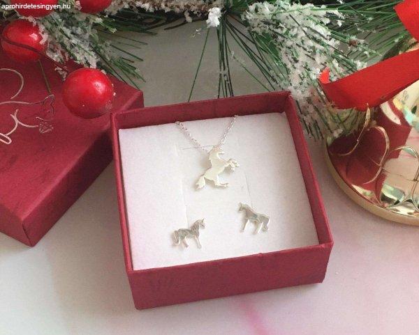Lovas ékszer szett, nagylányos prémium lovas egyszarvús karácsonyi ezüst
ékszer - 925 ezüst gyerek ékszer- A42465S31991