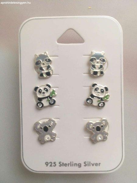 Panda, koala, mosómedve fülbevaló ékszer szett, 3 pár - 925 ezüst gyerek
ékszer- KARSZ-02B