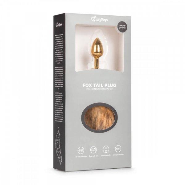 Easytoys Fox NO1 - fém anál plug rókafarokkal (arany-vörös)