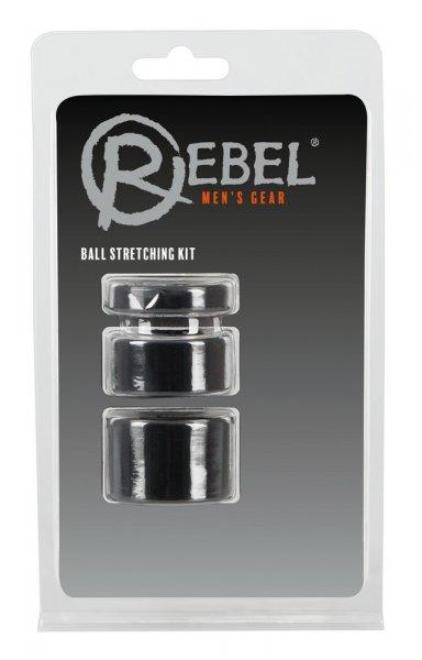 Rebel Ball - pénisz- heregyűrű és nyújtó szett - (fekete)