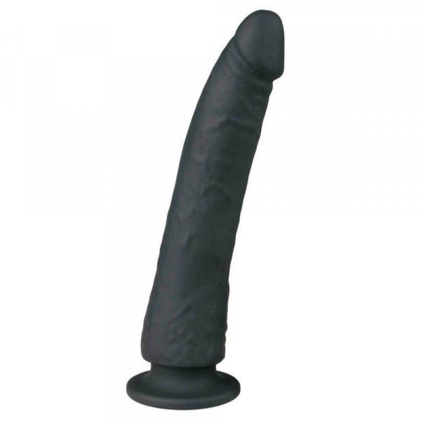 Easytoys - tapadókorongos 100% szilikon dildó (21cm) - fekete