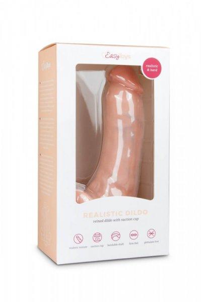 Easytoys - tapadókorongos, herés dildó (20cm) - natúr