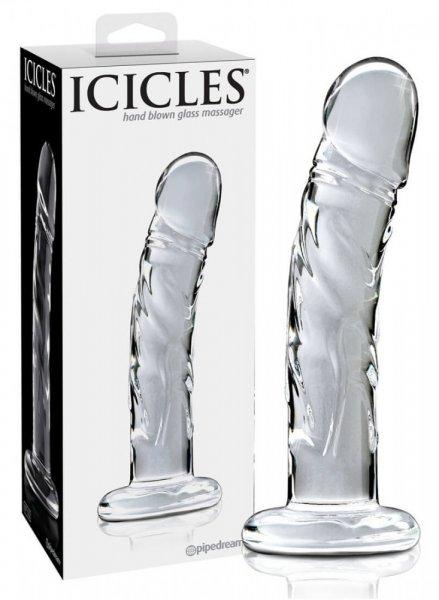 Icicles No. 62 - péniszes üveg dildó (áttetsző)