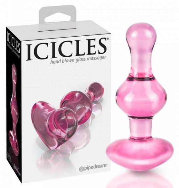 Icicles No. 75 - szíves, üveg anál plug (pink)