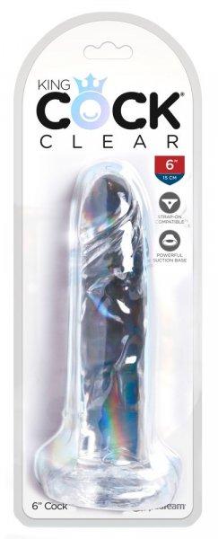King Cock Clear 6 - tapadókorongos dildó (15cm)