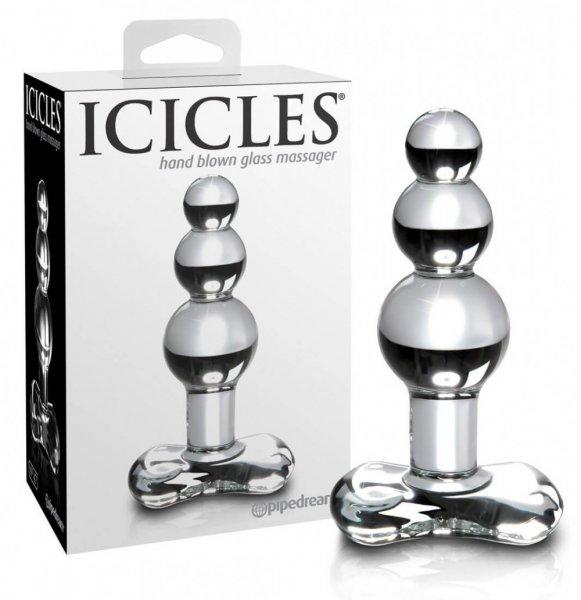 Icicles No. 47 - tripla gyöngyös, üveg anál plug (áttetsző)