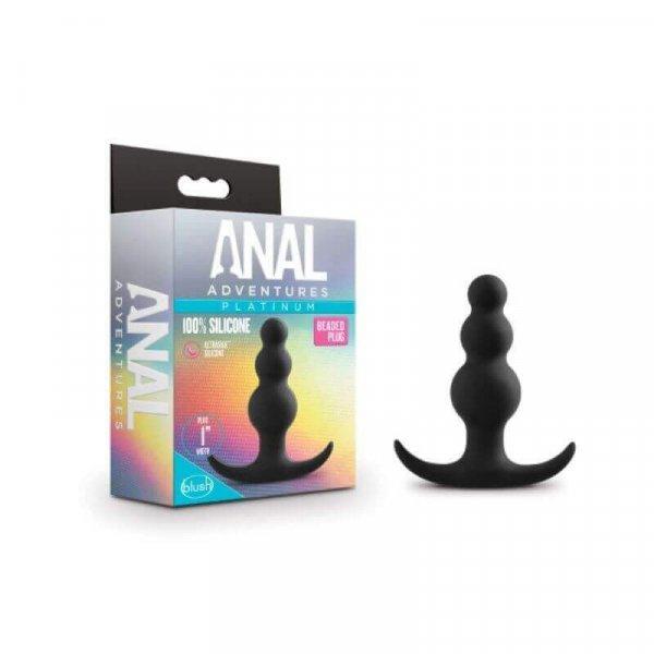 Anal Adventures Platinum - gyöngyös anál plug (fekete)