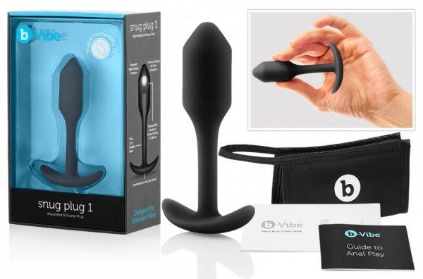 b-vibe Snug Plug 1 - anál plug belső súllyal (55g) - fekete