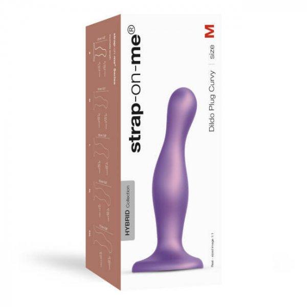 Strap-on-me Curvy M - hullámos, tapadókorongos dildó (lila)