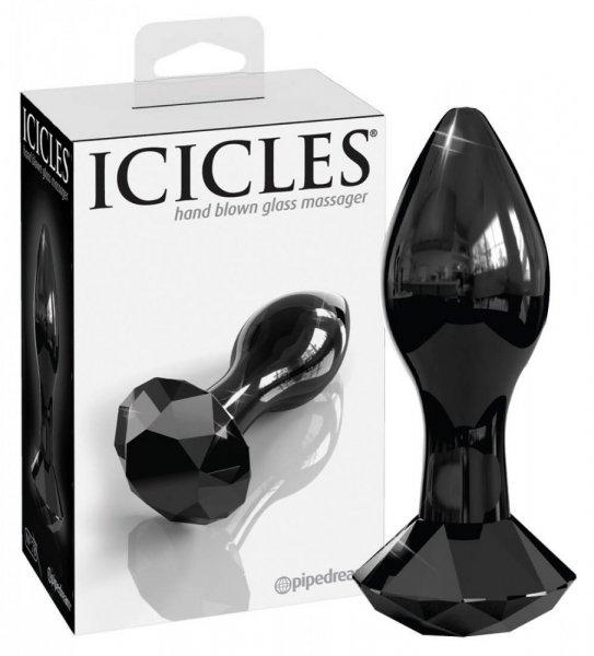 Icicles No. 78 - kúpos üveg anál plug (fekete)