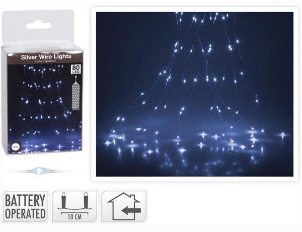 80 LED-es hideg fehér karácsonyfa fényfüzér