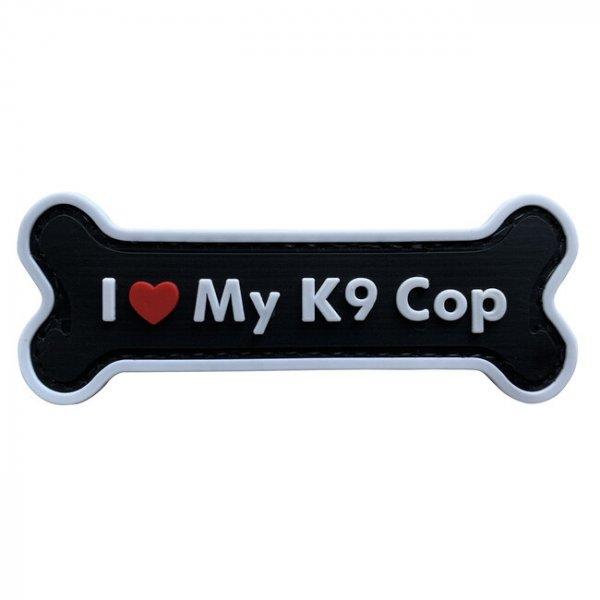 WARAGOD I love my K9 Cop PVC rátét, fekete