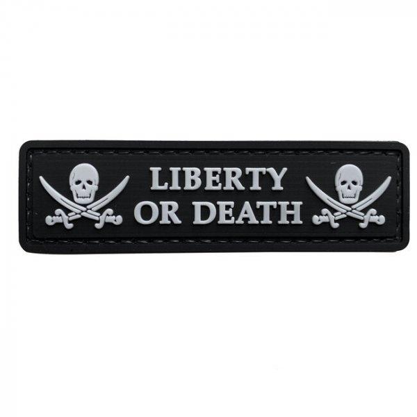 WARAGOD Liberty or Death PVC rátét, fekete-fehér