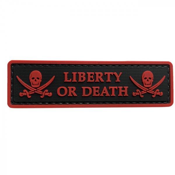 WARAGOD Liberty or Death PVC rátét, fekete-piros