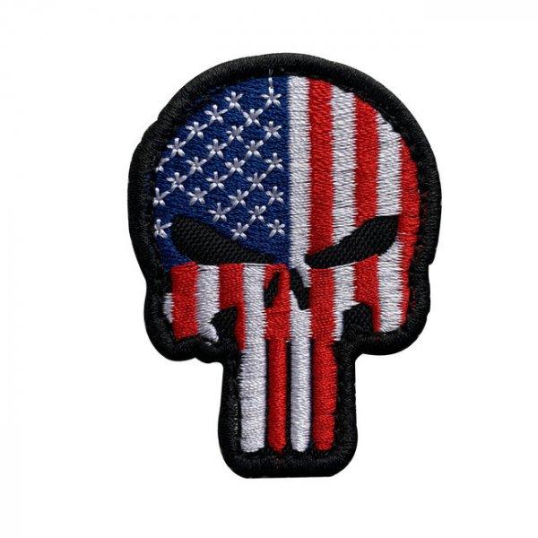 WARAGOD Tapasz Embroidery Patriot Punisher US Flag 6x4.5cm