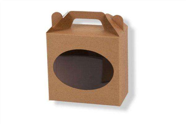 Barna 135*70*130 mm-es ablakos füles süteményes doboz