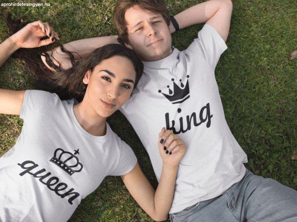 King & Queen páros fehér pólók 3
