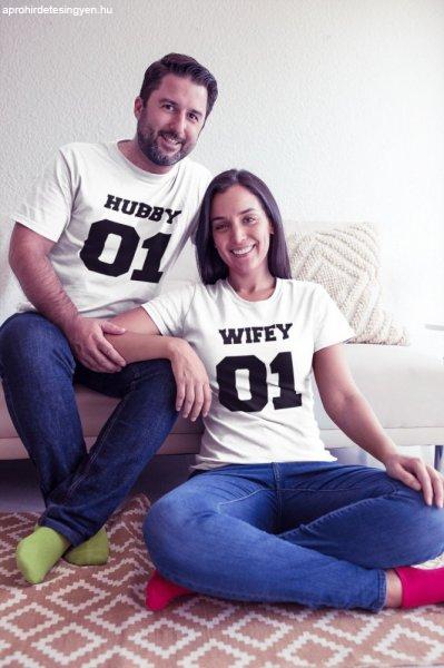 Hubby & Wifey páros fehér pólók