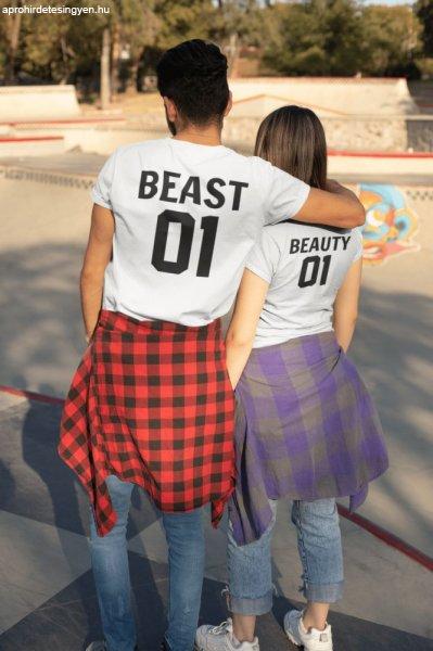Beauty & Beast páros fehér pólók 1