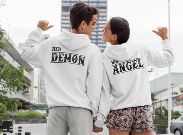 Angel & Demon páros fehér pulóverek