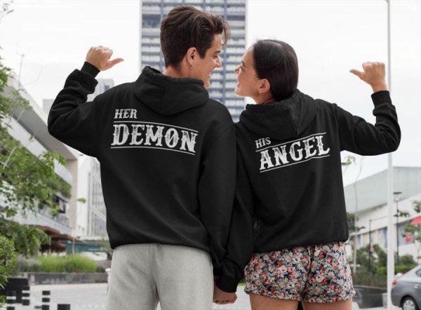 Angel & Demon páros fekete pulóverek