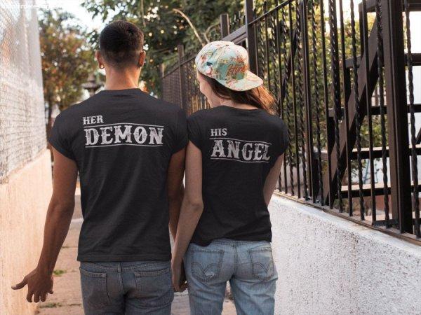 Angel & Demon páros fekete pólók