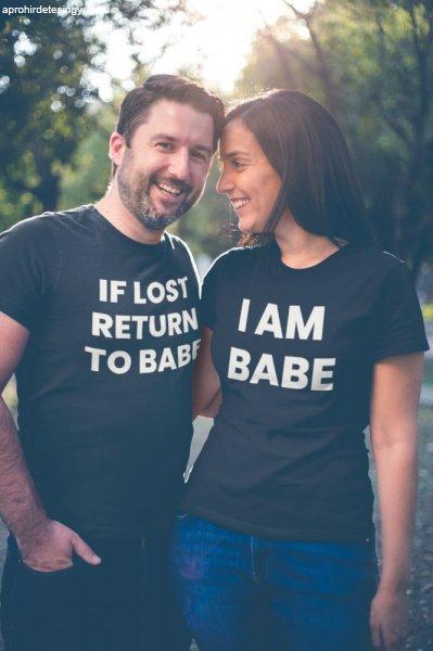 If lost return to babe páros fekete pólók