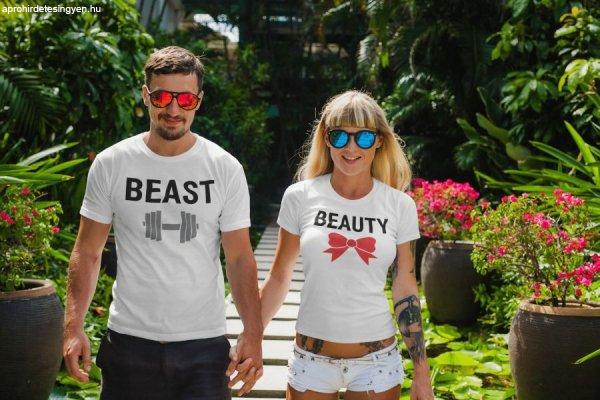 Beauty & Beast páros fehér pólók 2