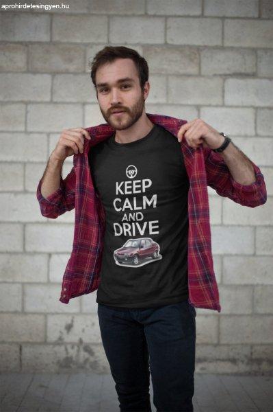 Keep calm and drive Skoda fekete póló