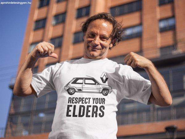 Respect your elders Renault fehér póló