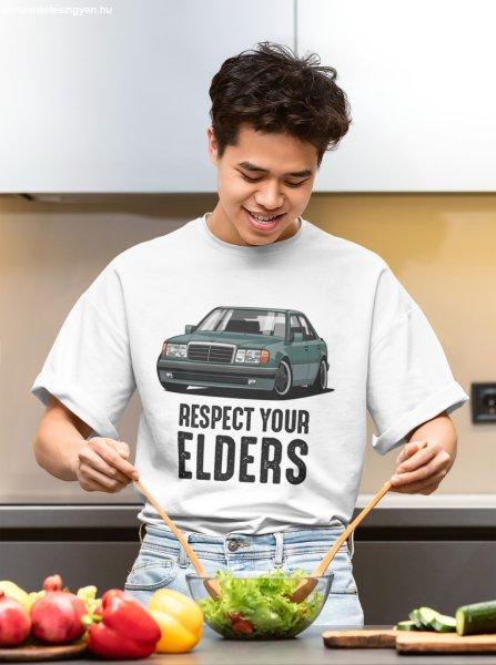 Respect your elders mercedes fehér póló