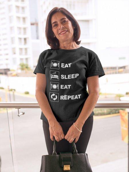 Eat, sleep, eat, repeat fekete póló