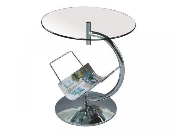 HAL-Alma kör alakú üveg dohányzóasztal újságtartóval
