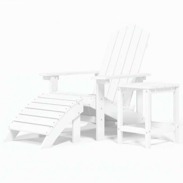 Fehér hdpe kerti adirondack szék lábtartóval és asztallal