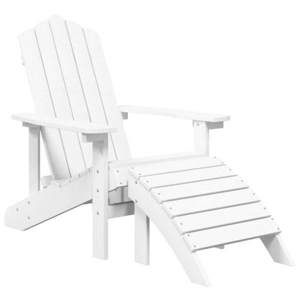 Fehér hdpe kerti adirondack szék lábtartóval