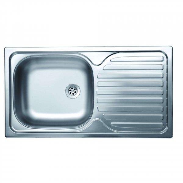 Rozsdamentes acél konyhai mosogató, vízkőmentes Berevye EC301D, vászon
felület, 1 tál, 435 X 780 mm, csepegtető a jobb oldalon