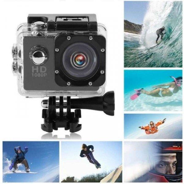 FULL HD vízálló sportkamera 1080P – kerékpárra és sisakra rögzíthető,
vízálló tokban (BBV) (BBD)