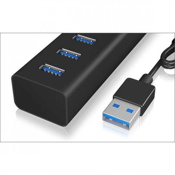 ICY BOX USB3.0 7Port Aktív, Tápegységgel, Fekete (IB-HUB1700-U3)